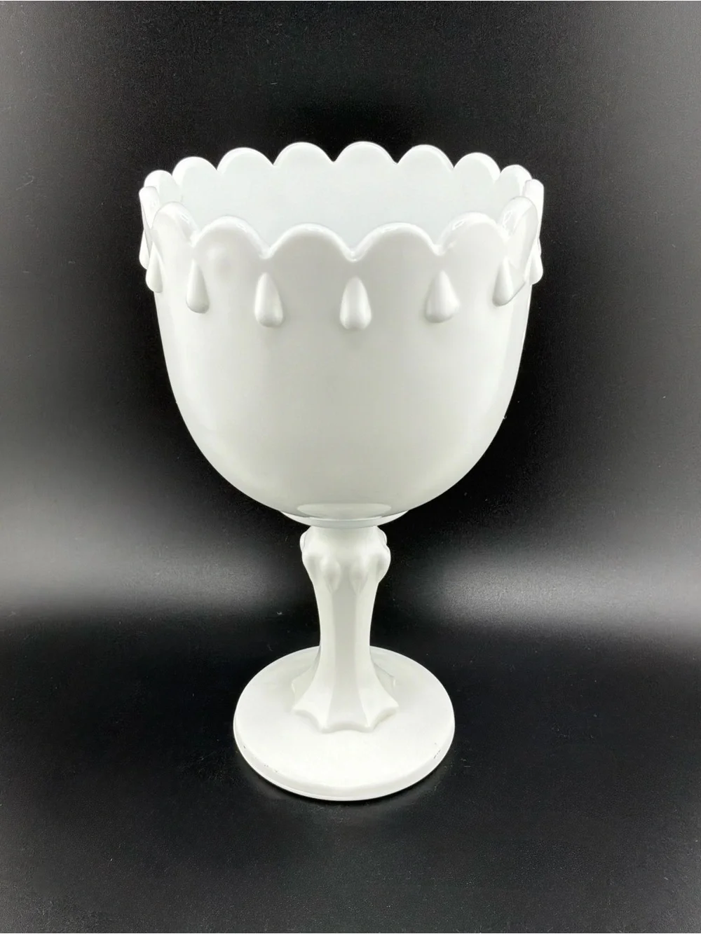 pair of vintage Indiana Glass white milk glass pedestal compote bowls